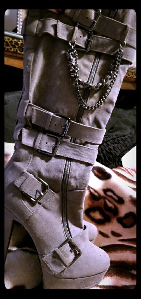 Grey stilletto boots